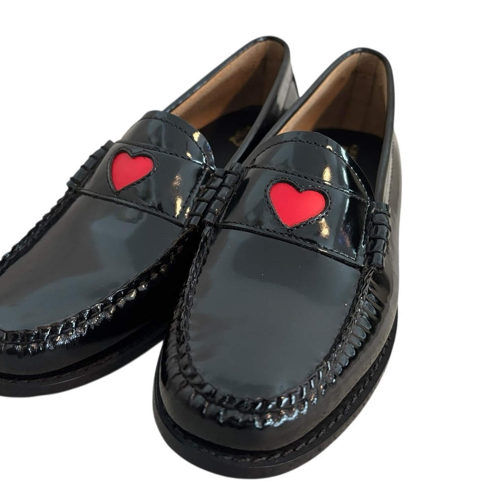 GH Bass Weejuns Whitney Love Red Hearts Black Leather Penny Loafers Size 9.5M